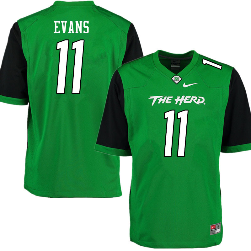 Men #11 JoJo Evans Marshall Thundering Herd College Football Jerseys Sale-Gren